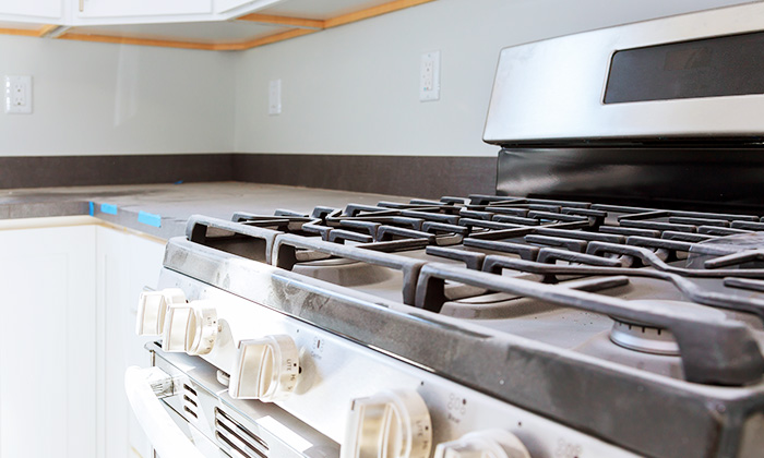 A stove in a kitchen