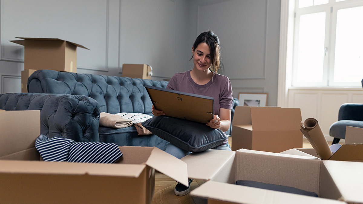 Boxes in a house during an estate clearout.